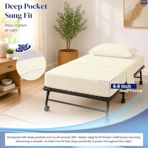 Cottingon 4 PC Cot Sheet Set 25"X75", Egyptian Cotton - Image 5