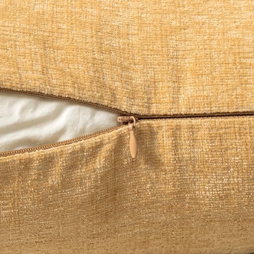 MIULEE Soft Chenille Throw Pillow Covers Beige Yellow 18x18 Inch Pack of 2 - Image 3