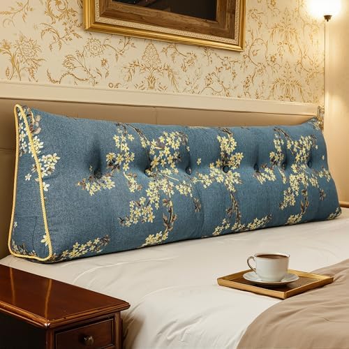 WOWMAX Headboard Pillow King Positioning Bed Reading Wedge Pillow Lake Blue by WOWMAX