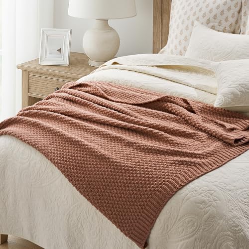 EVERGRACEHOME Chunky Chenille Knit Throw Blanket, 60 x 80, Terracotta Clay - Image 5