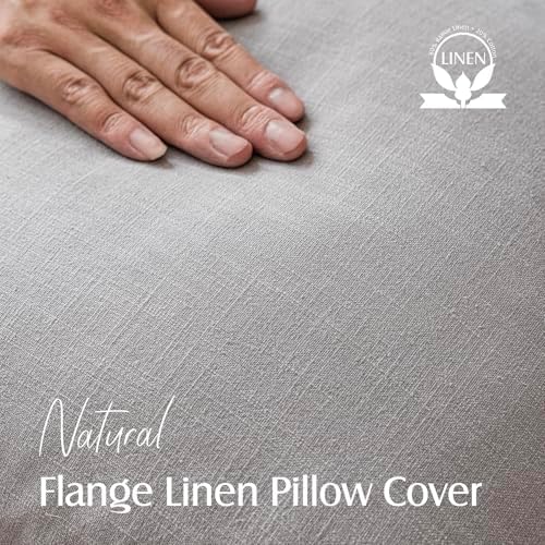 Foindtower Linen Solid Decorative Throw Pillow Covers 22x22 Inch Light Gray - Image 2