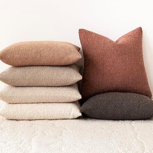 Foindtower Decorative Textured Boucle Throw Pillow Covers 24x24 Orange Red - Image 6