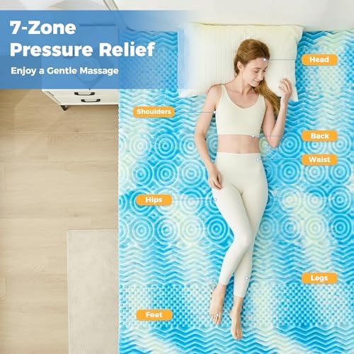 BDEUS 2 Inch Mattress Topper 7-Zone Memory Foam Mattress Topper Pressure - Image 2