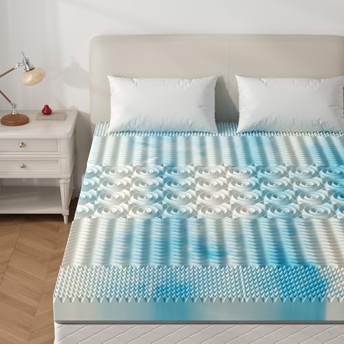3 Inch 5-Zone Cooling Gel Memory Foam Mattress Topper Full, Pressure Relief - Image 2