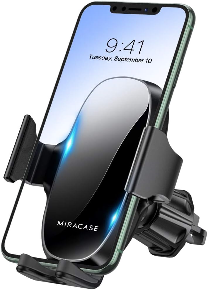 Miracase Phone Holders for Your Car with Metal Hook Clip, Air Vent Cell Phone Car Mount, Hands Free Universal Automobile Cradle Fit for iPhone Android and All Smartphones, Classic Black