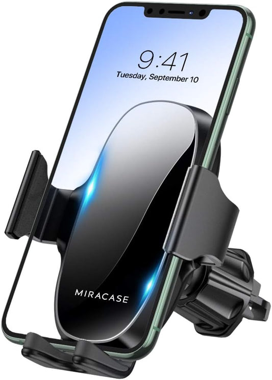 Miracase Phone Holders for Your Car with Metal Hook Clip, Air Vent Cell Phone Car Mount, Hands Free Universal Automobile Cradle Fit for iPhone Android and All Smartphones, Classic Black