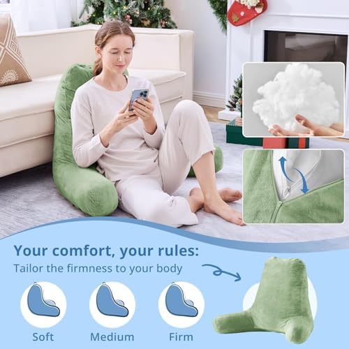 Sasttie Reading Pillow for Bed, Back Pillow for Sitting Up, Sage Green - Image 3