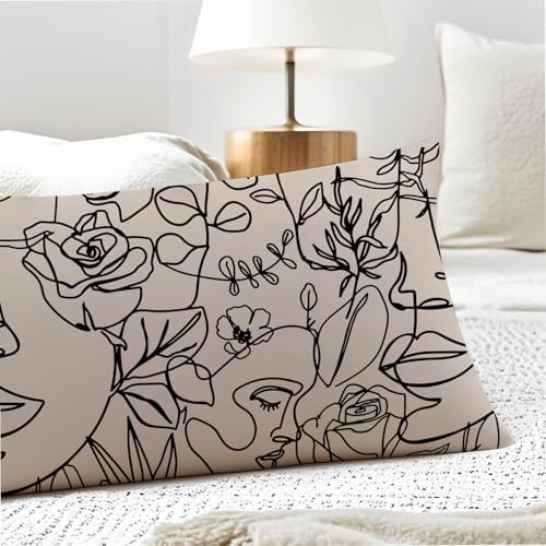 Modern Abstract Women Faces 20x54 Body Pillow Cover, Modern Boho Room Decor - Image 5