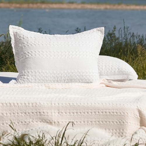 PHF Cotton Ruffle Waffle Pillow Shams Standard 20" x 26", No Insert - Image 6