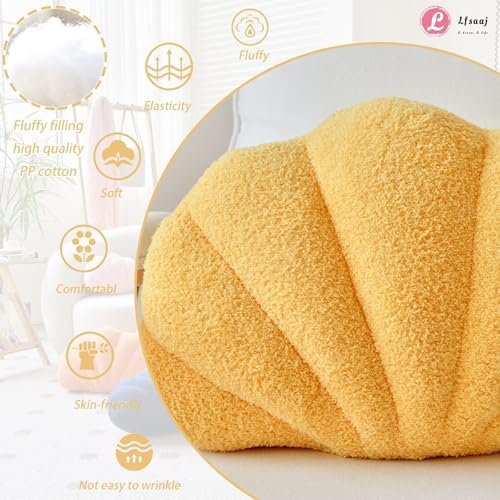 Lfsaaj Yellow Seashell Throw Pillows, Shell Shaped Throw Pillows, 13 Inch Soft - Image 2
