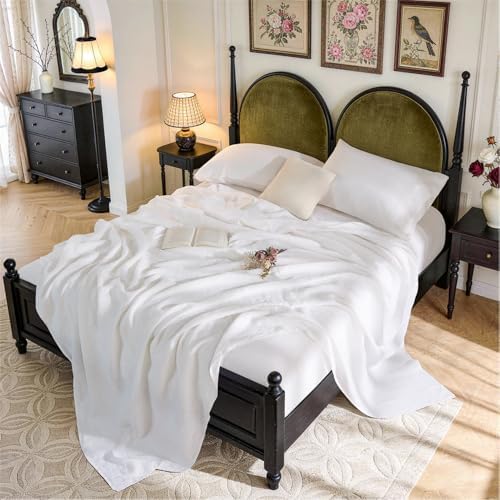 SONORO KATE 100% French Linen Twin XL Size Sheets Set, Natural Flax Bedding by SONOROKATE