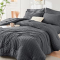 HYMOKEGE Twin XL Comforter Set Seersucker 5 Pieces, All Season Luxury Bed in a by HYMOKEGE