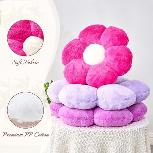 Kcvvcr Hot Pink Flower Pillow, Cute Decorative Flower Shaped Throw Pillow - Image 4