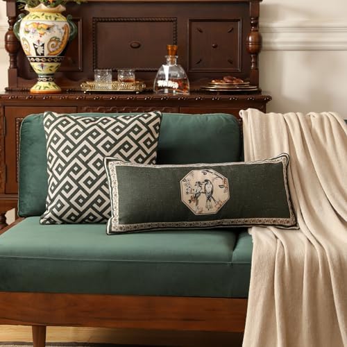 ISAENNE Vintage Elegant Linen Rectangle Throw Pillow Cover - Image 5