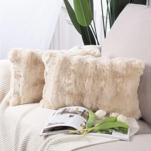 MADIZZ Pack of 2 Thick Plush Faux Wool Throw Pillow Covers Soft Boho Throw by Madizz
