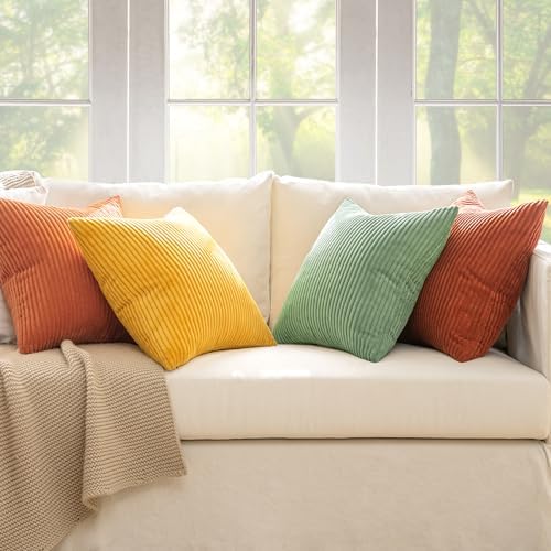 MIULEE Fall Decorative Throw Pillow Covers Yellow Rust Green 18x18 - Image 6