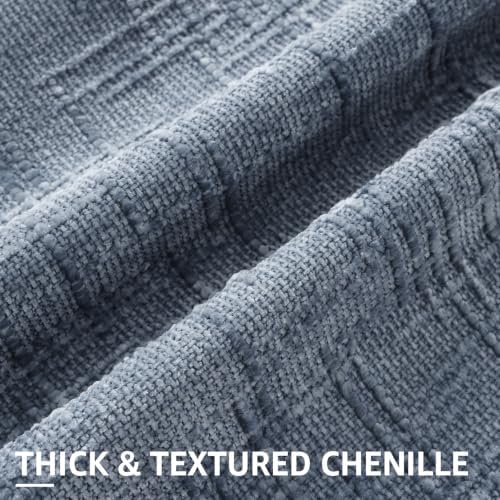 decorUhome Textured Chenille Throw Pillow Covers 26x26 Set of 2 Grey Blue - Image 6
