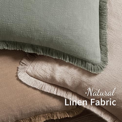 MIULEE Boho Natural Linen Fringe Decorative Euro Throw Pillow Covers 26x26 - Image 5