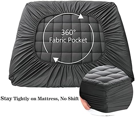 EASELAND Full Size Mattress Pad Pillow Top Mattress Topper Dark Grey - Image 5