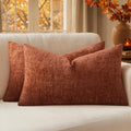 MIULEE Fall Couch Pillow Covers Textured Chenille 12x20 Rust by MIULEE