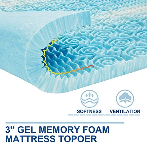 SINWEEK 3 Inch Mattress Topper 5-Zone Memory Foam Mattress Topper Pressure - Image 2