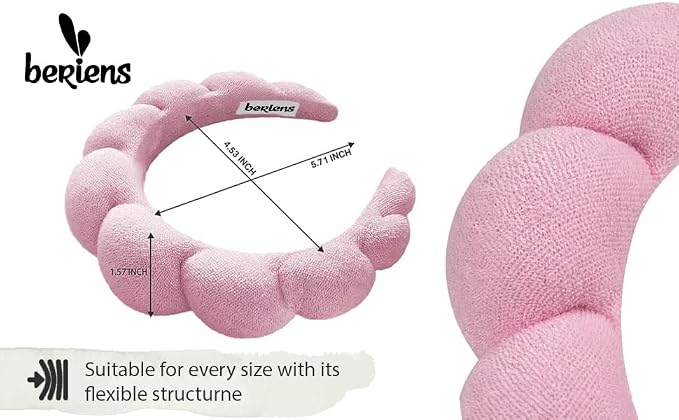 Spa Headband - Pink - Soft and Plush Material - One Size - Hair Accessory - Image 5