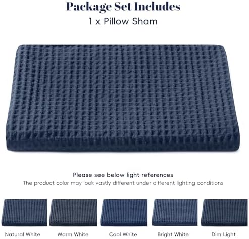 PHF Cotton Waffle Body Pillowcase 20"x54", Dark Navy, No Insert - Image 6