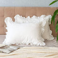 Pillow Shams Set of 2 Pure Cotton Champray Ruffled Edge, Thick and Solid Washed by GLORYSEASON