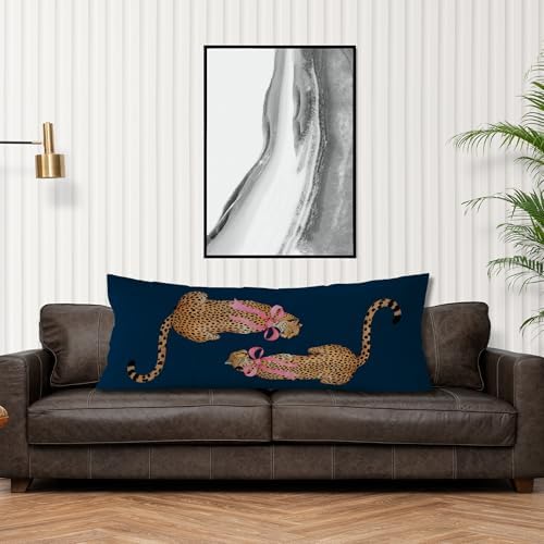 Coquette Pink Bow Cheetah Body Pillow Covers 20x54, Leopard Print Room Decor - Image 4