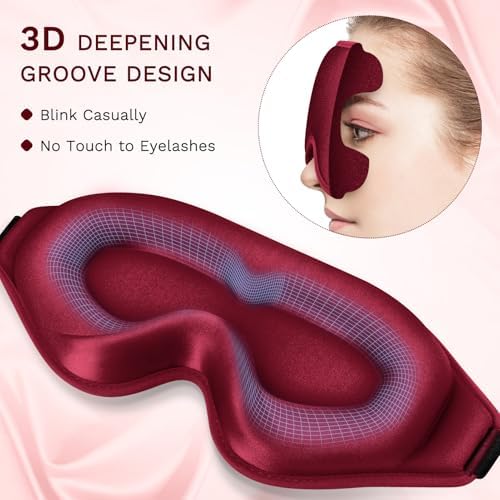 FlyCoco 99% Fully Block Out Light Eye Sleep Mask, 3D Deep Contoured Eyes Cover - Image 5