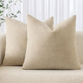 MIULEE Textured Chenille Throw Pillow Covers 18x18 Inch Beige by MIULEE