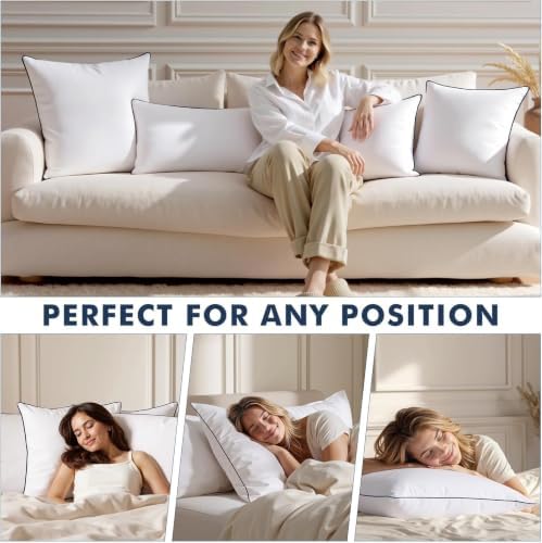 MIULEE Goose Feather Down 24x24 Pillow Insert Set of 2 - Image 3