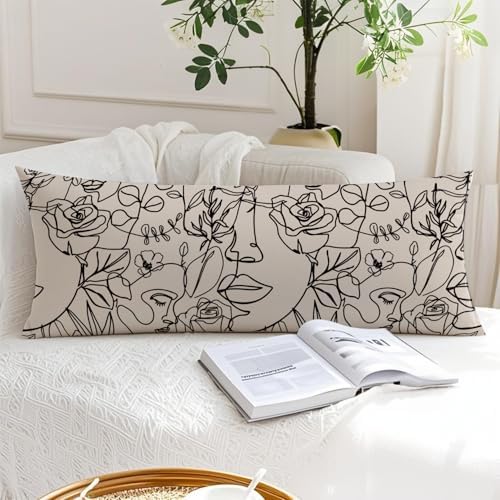 Modern Abstract Women Faces 20x54 Body Pillow Cover, Modern Boho Room Decor - Image 6