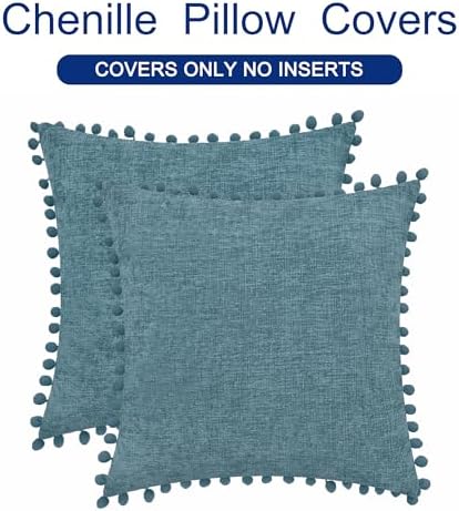 CaliTime Decorative Couch Throw Pillow Covers 16 X 16 Inches Smoke Blue - Image 6