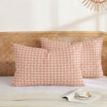 Merryword 100% Cotton Pillow Cases, Queen Size, Washed Cotton Pastel Pink Plaid by Merryword