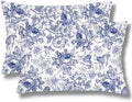 Blue and White Porcelain Floral Throw Pillow Cases Queen Size Set of 2 by Unknown
