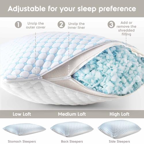 Nestl Cooling Kids Pillow for Sleeping 1 Pack, Luxury Shredded Memory Foam - Image 3