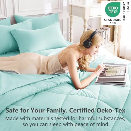 CozyLux King Comforter Set 102"x90" Spa Blue - Image 3