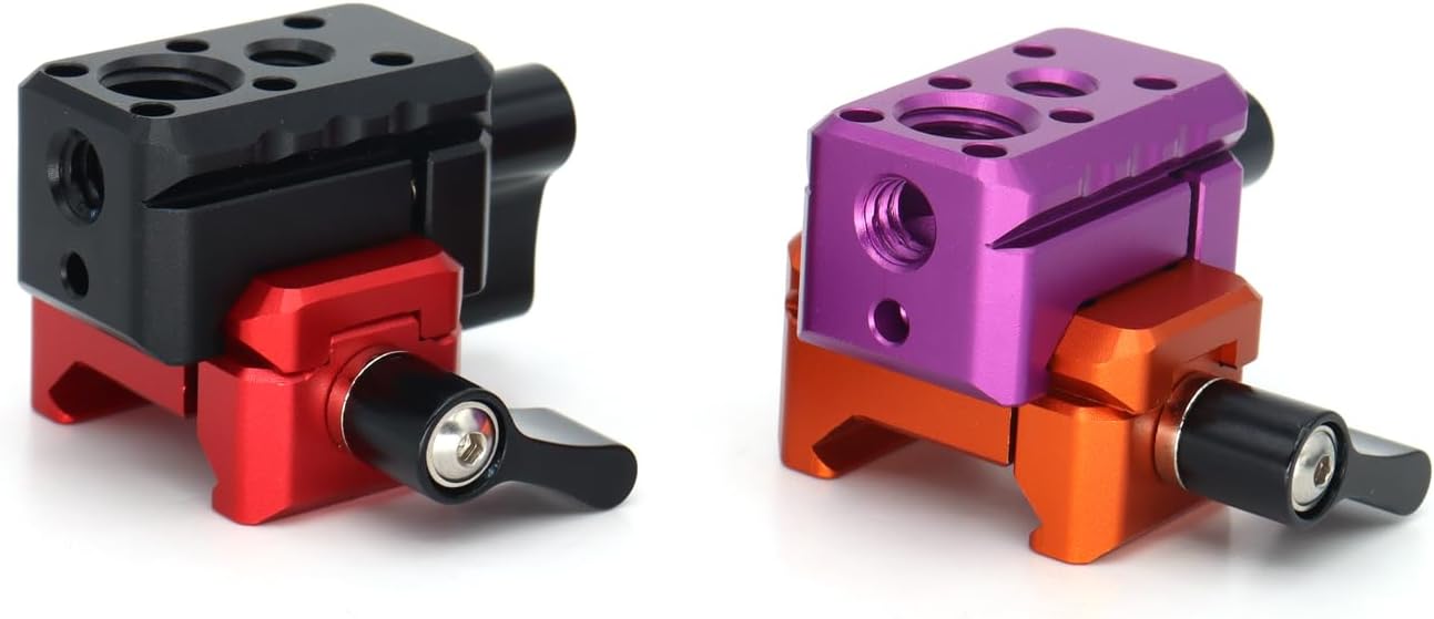 NATO Clamp Adapter,NATO Rail Lock Clamp Mount Quick Release with 1/4" 3/8" ARRI Thread for Camera Cage Handle Monitor LED Light Microphone Cold Shoe Magic Arm (Orange)