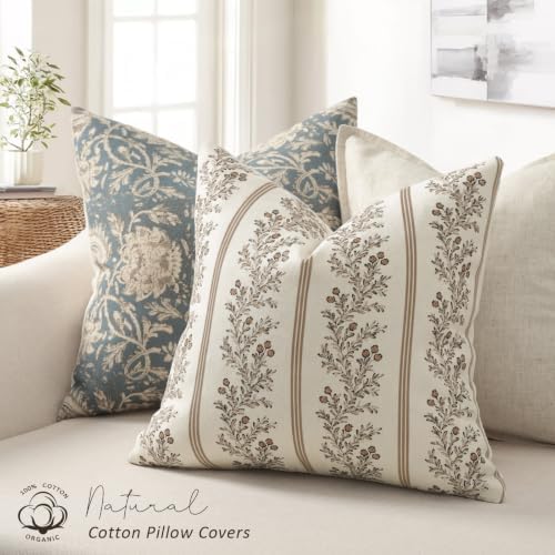 Vintage Throw Pillow Covers 18x18 Set of 2 Striped Floral Pillow Cover - Image 2