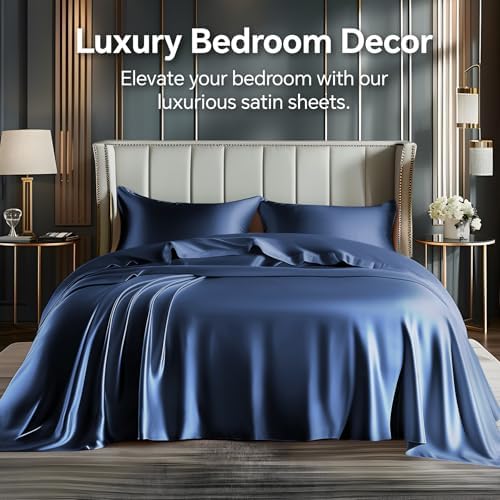 BEDELITE Satin Sheets Queen Size Bed Set, 4 Pieces - Image 2