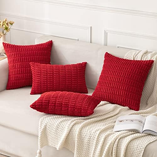 MIULEE Christmas Corduroy Decorative Throw Pillow Covers Pack of 2 Red 12x20 - Image 4