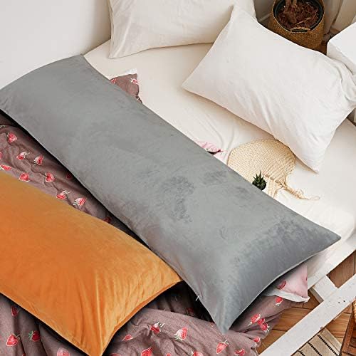 NTBAY Velvet Body Pillow Cover, 20 x 54, Charcoal Grey - Image 5
