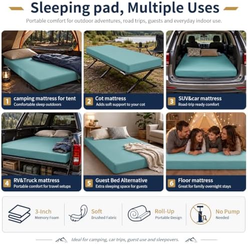 CYMULA Memory Foam Camping Mattress Pad, Sleeping Pad - Image 6