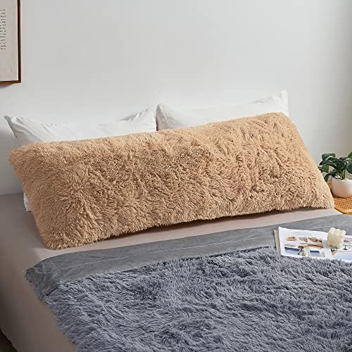MEGO Luxury Fluffy Faux Fur Body Pillow Cover 20x54 by MEGO