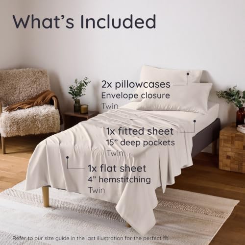 Bambaw 100% Viscose Derived from Bamboo Twin Size Sheets Set – 4-Piece Cooling - Image 2