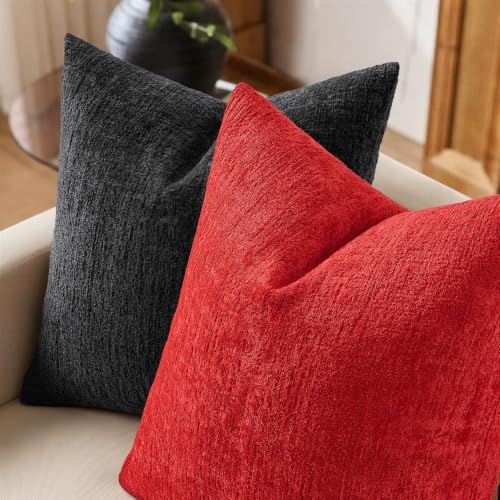 MIULEE Christmas Couch Pillow Covers Textured Chenille 12x20 Red - Image 4