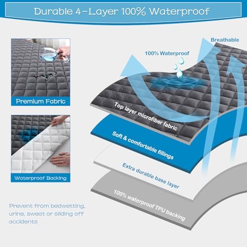 GRT Twin XL Size Waterproof Mattress Pad - Image 2