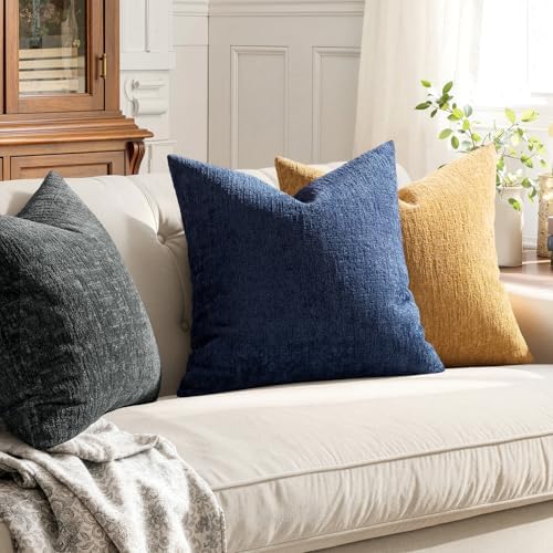 MIULEE Couch Pillow Covers Textured Chenille Home Decor 12x20 Navy Blue - Image 4