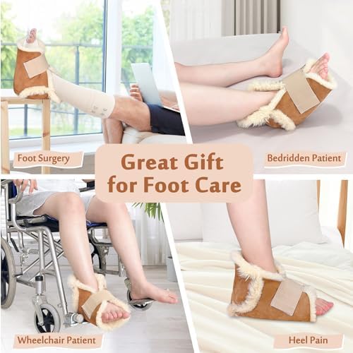Sheepskin Heel Protector for Bed Sores – Lambswool Foot Cushion Booties for - Image 4